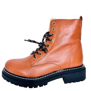 NWT Anthropologie Maeve Boots Ankle Combat Lace Up Chunky Leather Brown 9 40